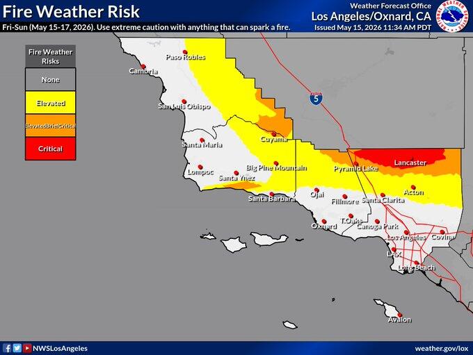 Winds prompt red flag warnings and marine hazards across Southern ...