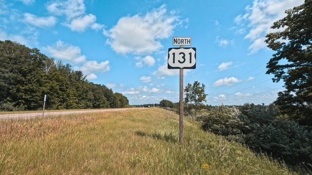 Road Trip Heading North in Northern Michigan, USA 