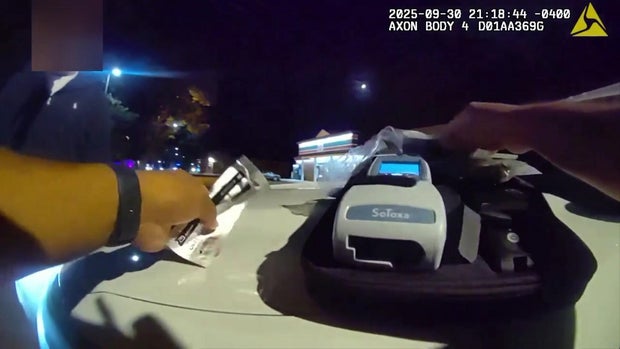 Police body camera footage shows a police officer using the SoToxa system