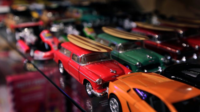 Die-cast models, a popular gift for the automobile enthusiasts, are sold at Woodie's of Carmel in Carmel, Calif. on Monday, Nov. 14, 2011 