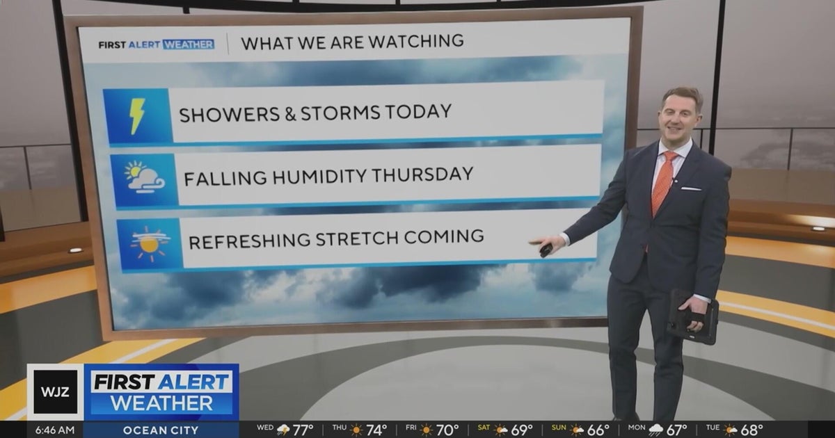 Rain Wednesday across Maryland, humidity drops Thursday