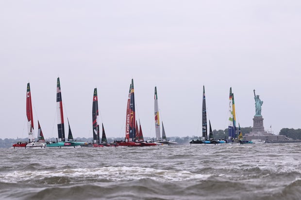 A general view during day two of competition of SailGP New York on June 08, 2025 in New York City.