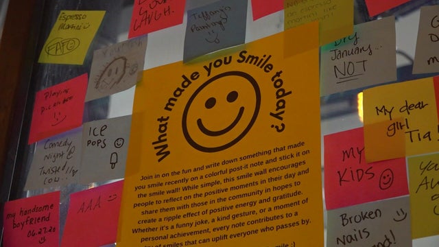 Post-it notes on a window 