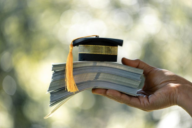 Planning student loan for studying abroad for college or university degree. concept for education and scholarship, student loan, study financial, save money for a degree, saving for education 
