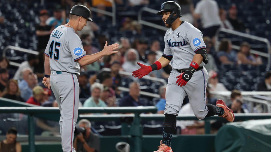 Miami Marlins hit 3 straight homers, hold Washington Nationals hitless until 6th inning of 7-3 victory