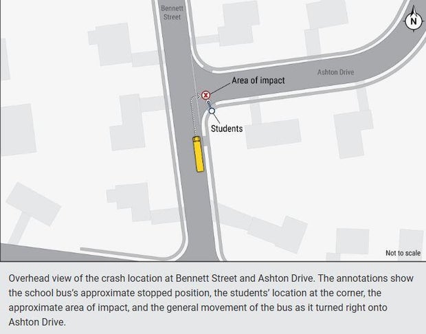 A screenshot from the report shows a simple map of where the crash happened 