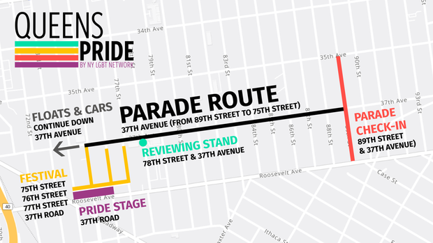 Queens Pride Parade map 