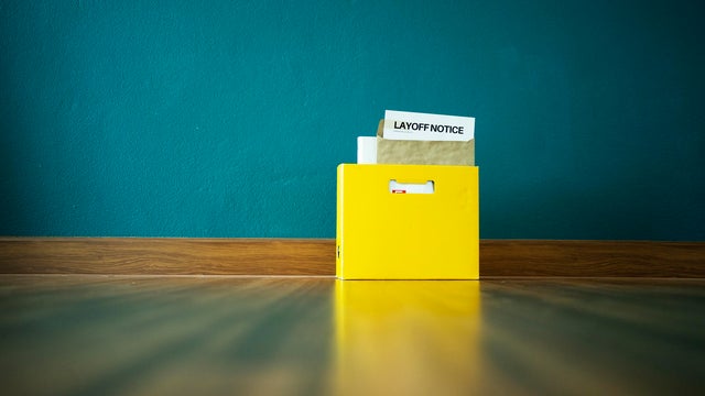 close up box of stuff and document paper and show need a job after  coronavirus (covid-19)takeaway your jobs 