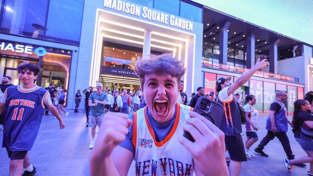 New York Knicks Fans Gather To Watch Game Two Of The NBA Finals Against San Antonio Spurs 