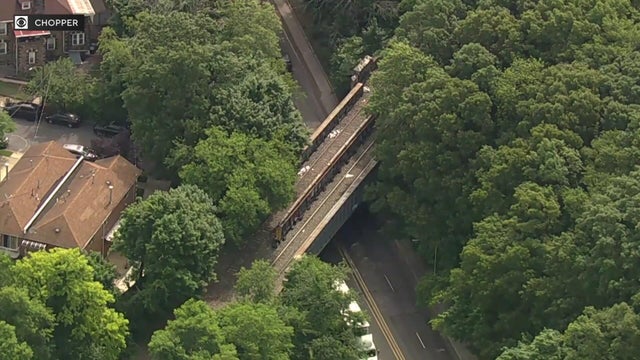 Aerial view of abandoned railroad tracks 