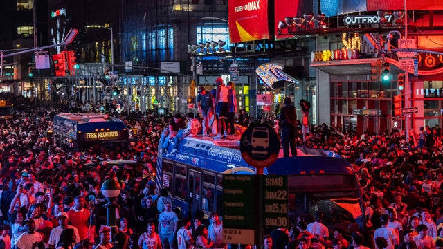Knicks Fans Gather In NYC To Watch Game 5 Of The NBA Finals Against The San Antonio Spurs 