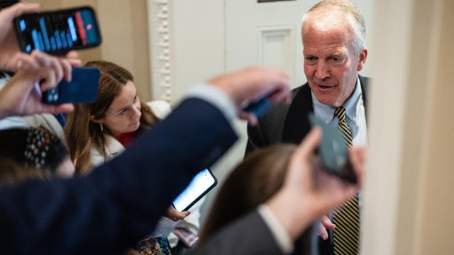 Sen. Dan Sullivan, a Republican from Alaska, speaks to members of the media on Thursday, June 4, 2026. 