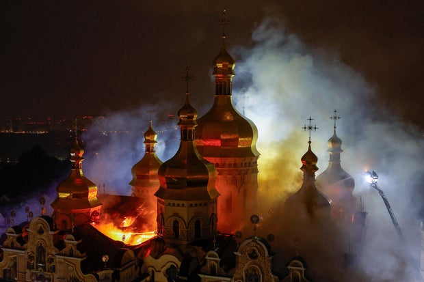 Aftermath of a Russian missile and drone attack in Kyiv 