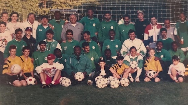 A team photo of the Saudi Arabia national soccer team in 1004 