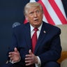 President Trump delivers remarks during a bilateral meeting with the United Arab Emirates president at the G7 summit in Evian, France, on June 16, 2026. 