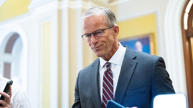 Senate Majority Leader John Thune leaves the chamber at the Capitol in Washington, D.C., on June 17, 2026. 