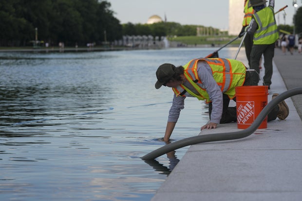 Lincoln Memorial Reflecting Pool undergoes algae cleanup 