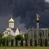 Smoke rises from an oil refinery following a Ukrainian drone attack in Moscow 