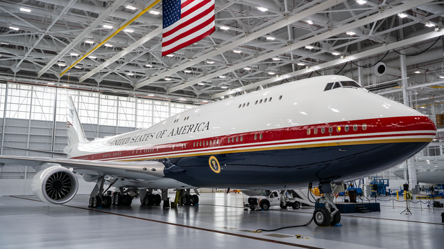 The new Air Force One plane, in a photo released by the Air Force. 