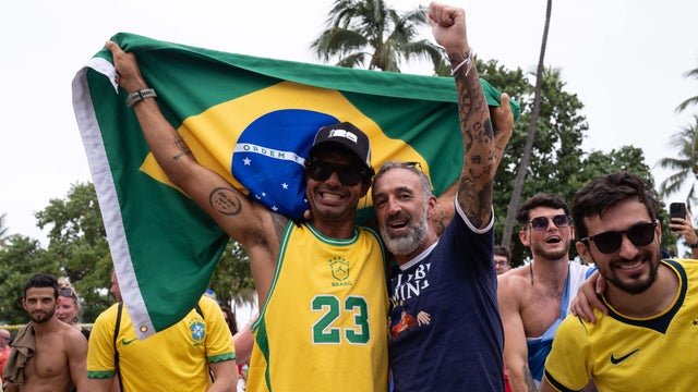 Brazil and Scotland Fans Celebrate on Ocean Drive Ahead of World Cup Match in Miami 