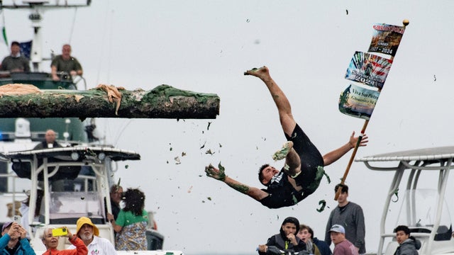 94th annual Sunday Greasy Pole contest in Massachusetts 