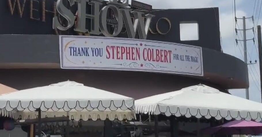 The Late Show with Stephen Colbert sign moves to a West Hollywood ...