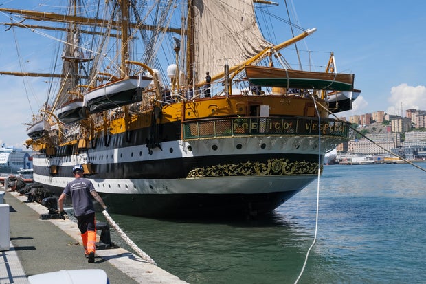 Italy's Tall Ship 'Amerigo Vespucci' Departs Genoa For 2026 Tour To North America