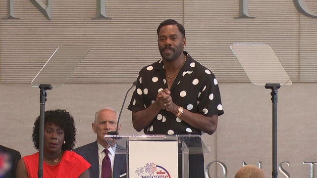 Colman Domingo speaks after receiving an award at the National Constitution Center 