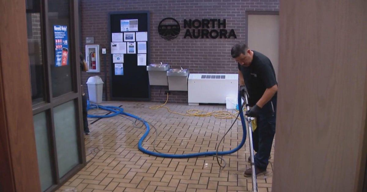 Holiday weekend storms leave Village Hall in North Aurora, Illinois, flooded with wastewater
