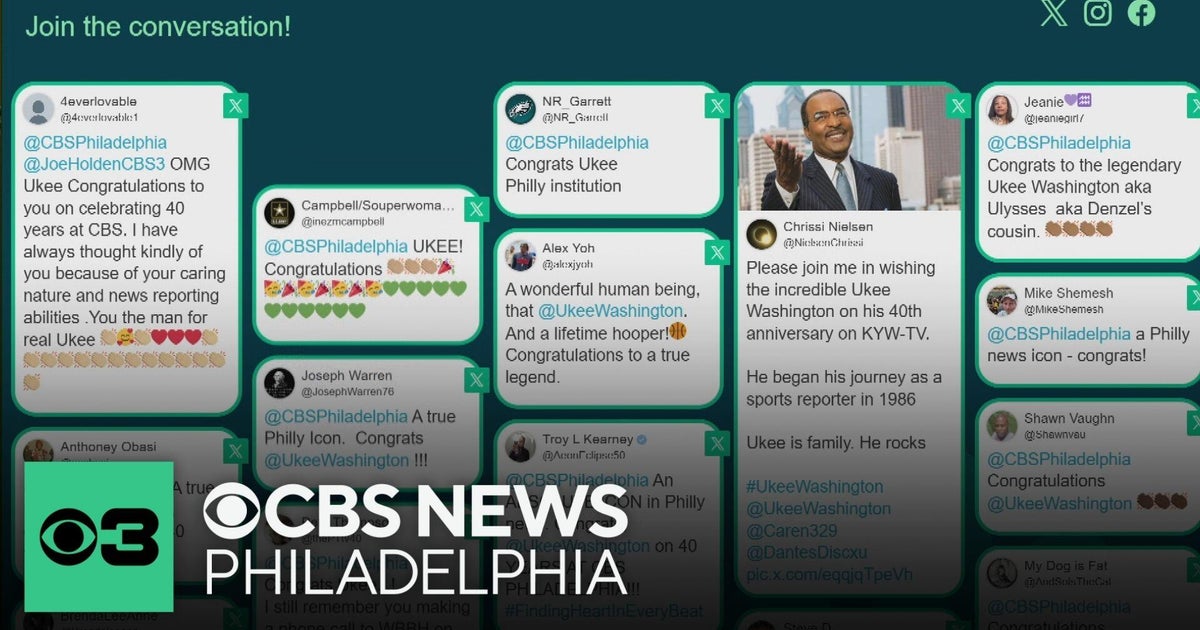 Tributes pour in on social media to celebrate Ukee Washington's 40 years at CBS Philadelphia