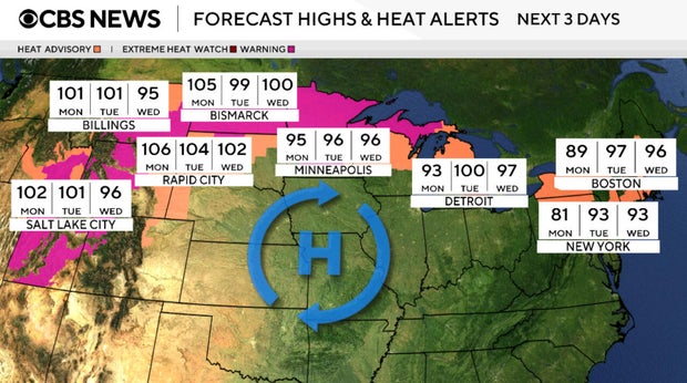 Maps show heat alerts as extreme temperatures threaten millions