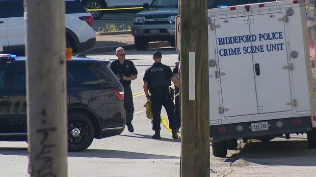 Crews work the scene after a shooting in Biddeford, Maine, July 13, 2026.