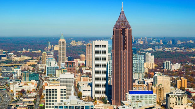 Atlanta skyline aerial
