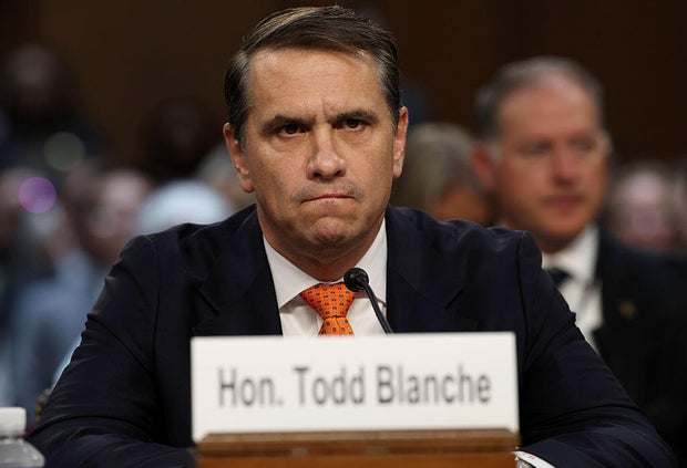 Acting Attorney General Todd Blanche appears at his confirmation hearing in front of the Senate Judiciary Committee on July 15, 2026.