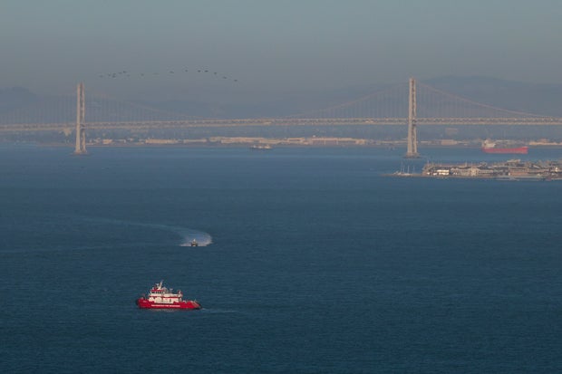 Boat sinks near Alcatraz Island in San Francisco