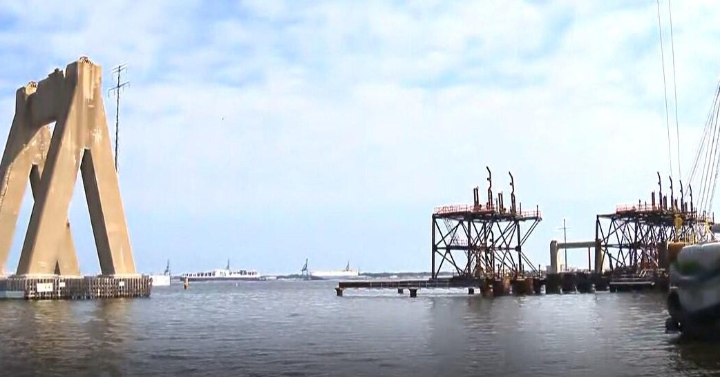 Maryland Gov. Wes Moore, members of Congress tour Key Bridge rebuild construction