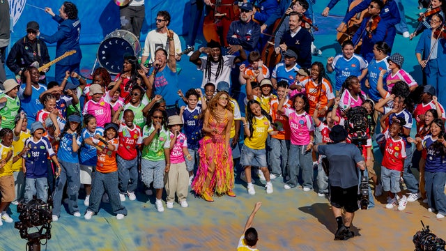 PS22 Dudamel, Coldplay, Burna Boy, Shakira during the world cup halftime show during the match between FIFA World Cup Final v Halftime Show at the New York New Jersey Stadium on July 19, 2026 in East Rutherford, New Jersey. 