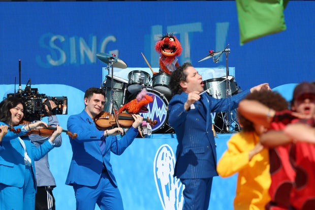 Gustavo Dudamel of the New York Philharmonic and Animal of The Muppets perform during FIFA World Cup 2026™ Topps Final Halftime Show at New York New Jersey Stadium on July 19, 2026 in East Rutherford, New Jersey.
