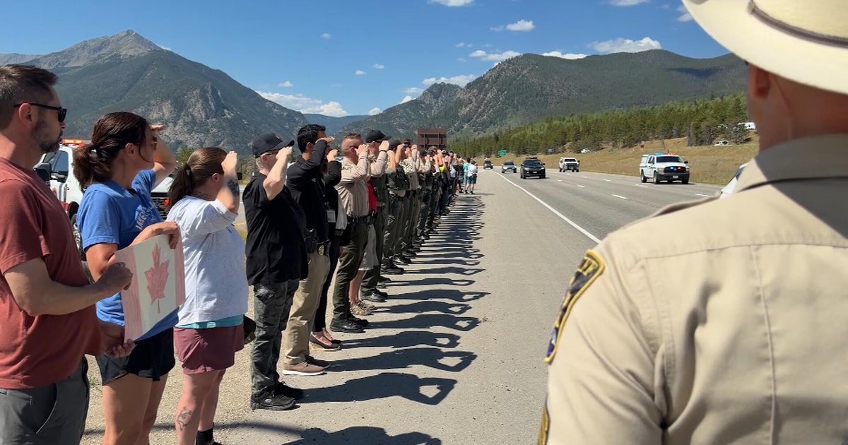 Long line of supporters in Colorado honor fallen firefighter Nicholas Dale as procession carries him across state