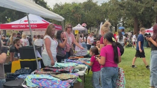 A nonprofit held a backpack giveaway for Lodi families 