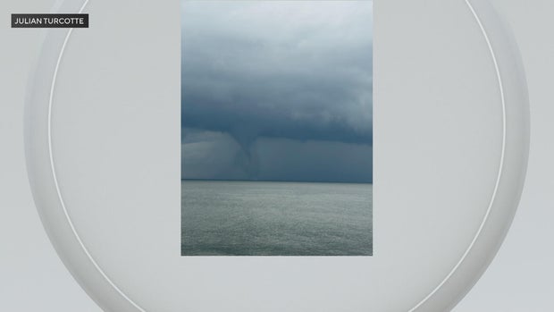 Photo shows a waterspout over the water in Cape May County 