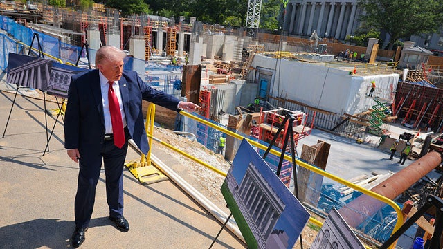 President Trump Shows White House Press Corps The Continuing Ballroom Construction 
