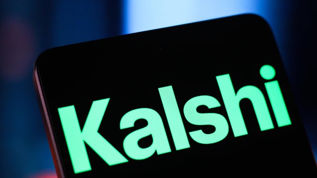 In this photo illustration, the Kalshi logo is seen 