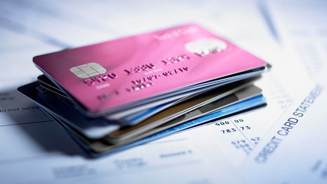 Close up of stack of credit cards 