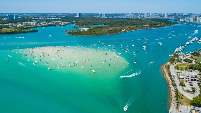 Aerial image of the Haulover sandbar 
