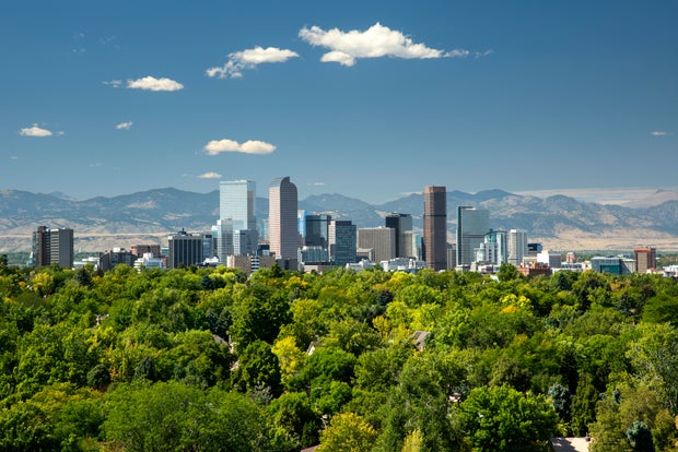 Skyline, Neighborhoods, Front Range, Rocky Mountains, Denver, Colorado 