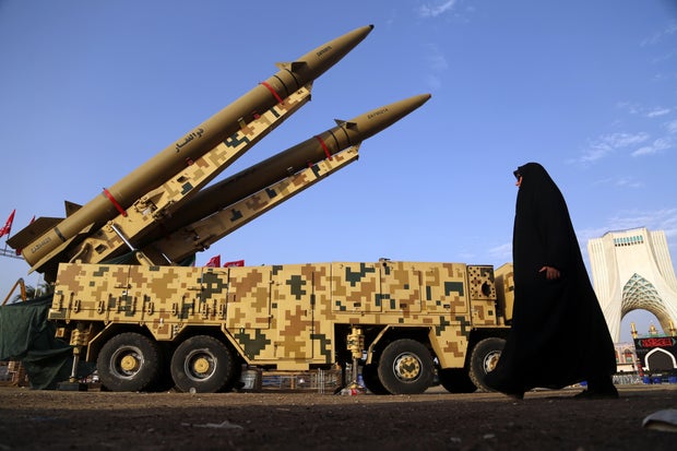 Zolfaghar and Qadr missiles placed in Tehran's Azadi Square 