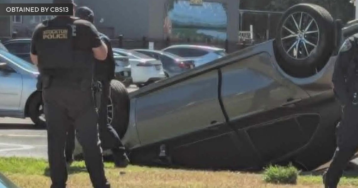 Driver flips car over while trying to escape from Stockton police
