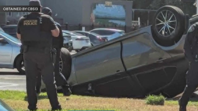 A driver crashed while trying to escape from Stockton police 