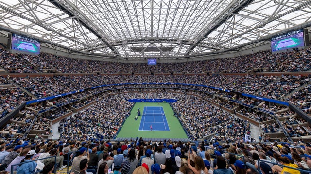 Carlos Alcaraz of Spain serves against Jannik Sinner of Italy during their Men's Singles Final match on Day Fifteen of the 2025 US Open at USTA Billie Jean King National Tennis Center on September 07, 2025 in New York City. 